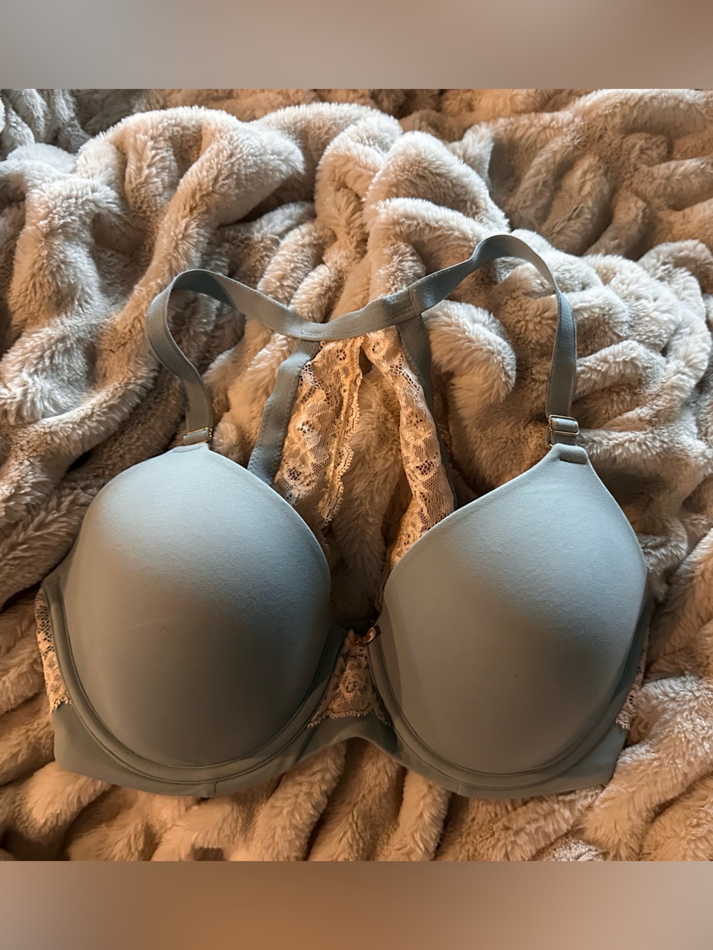 Soma Light Blue Lace-Back Full Coverage Bra